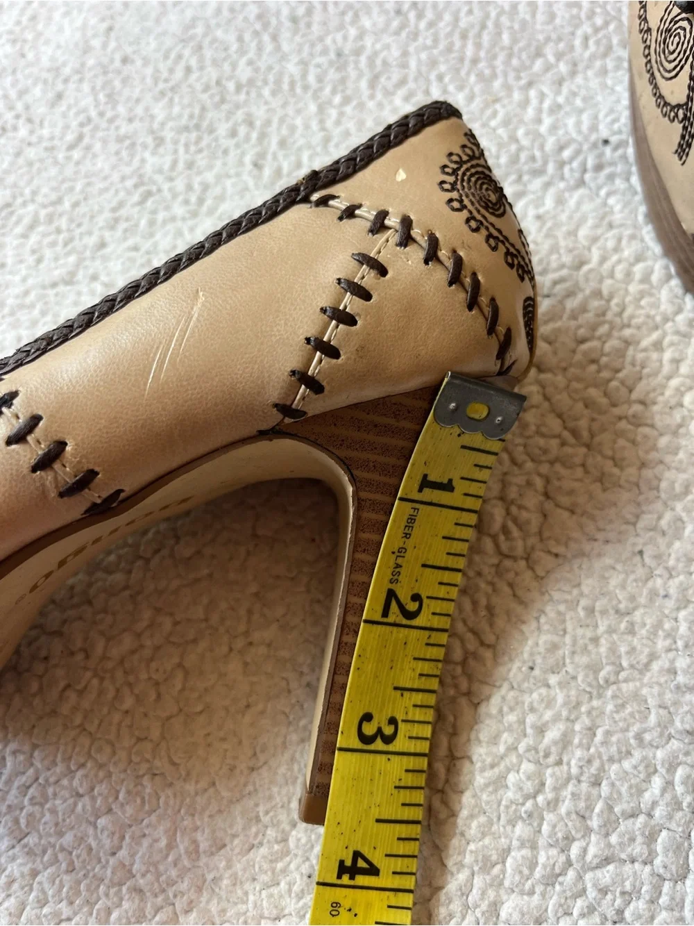 VINTAGE Y2K BONGO STITCHED EMBROIDERED LEATHER HIGH HEELS